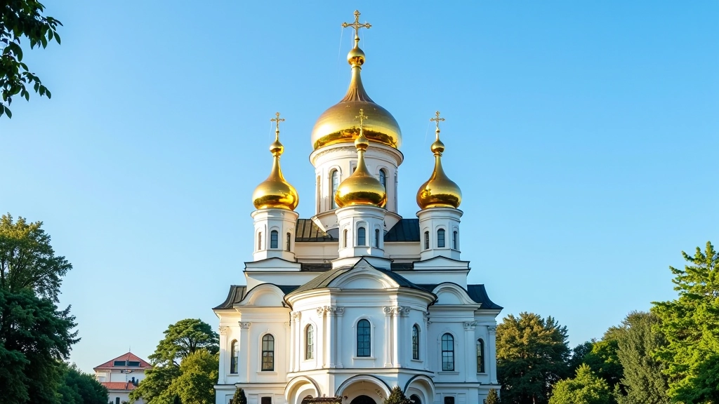 Aleksander Nevski katedraal Toompea taustal, kuld-sinised kupolid, religiooosne arhitektuur